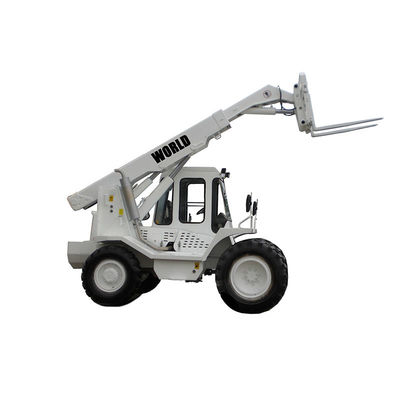 Telehandler alimentato motore con i comandi della leva di comando